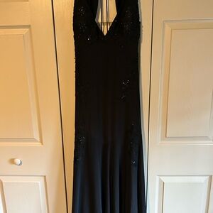 Vintage Onyx Nite Black Embellished Backless Dress
